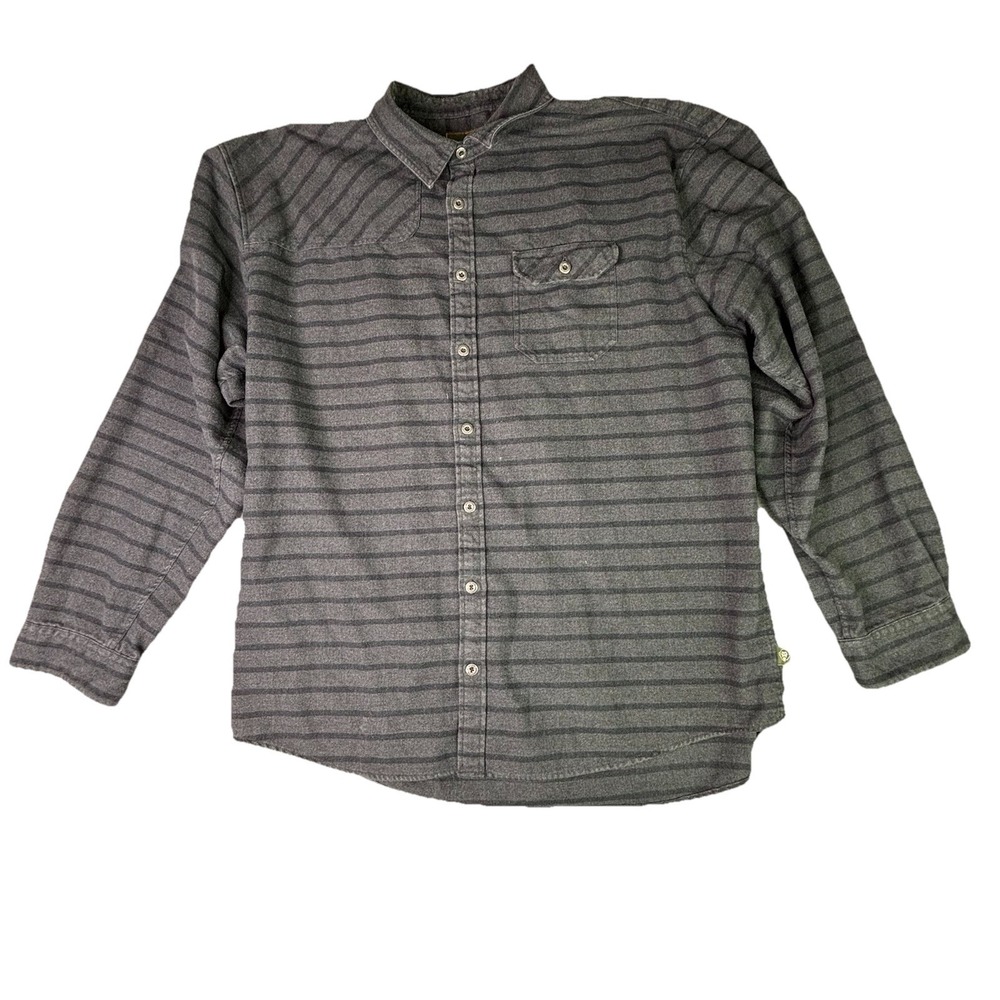 Howler Brothers Men's Harkers Flannel‎ Shirt Size XXL in Striped Charcoal